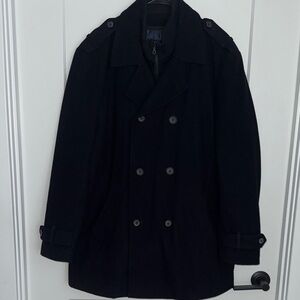 Egara Men's Classic Black Pea Coat